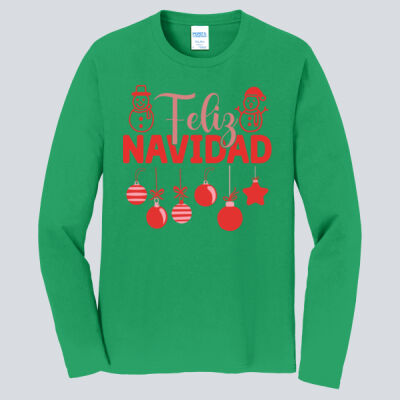 Adult Long Sleeve Shirt - Winter Holidays - Feliz Festive - Red Thumbnail