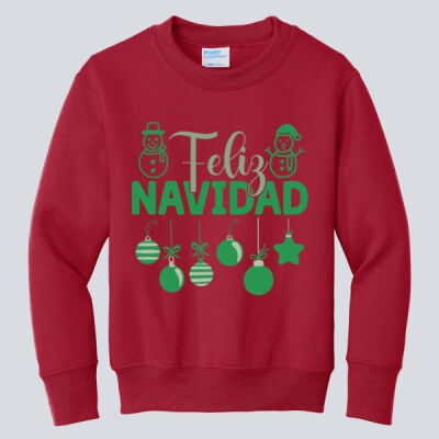 Youth Crewneck - Winter Holidays - Feliz Festive - Green Thumbnail
