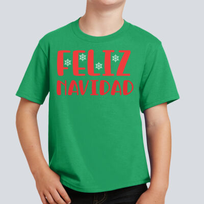 Youth T-Shirt - Winter Holidays - Feliz Navidad - Red Thumbnail