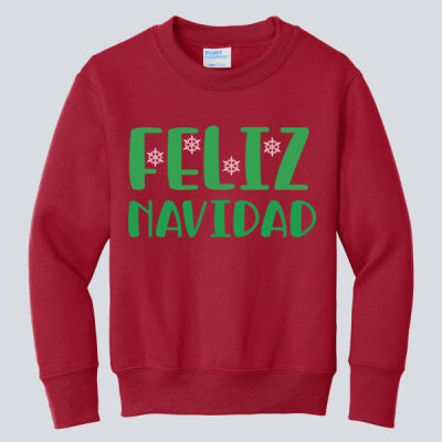 Youth Crewneck - Winter Holidays - Feliz Navidad - Green Thumbnail